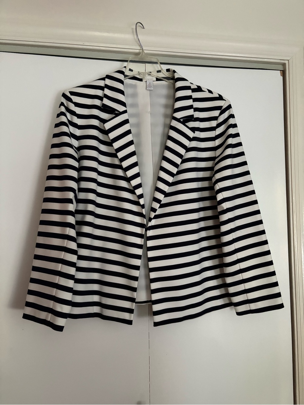 Chicos Striped  Navy Blue & White Women's Blazer